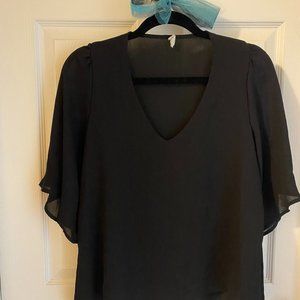 Sheer Black Short Sleeve Blouse